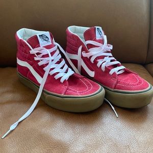 Red Gummy Sole High Top Vans